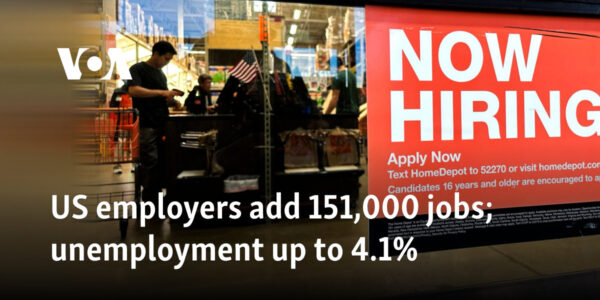 US employers add 151,000 jobs; unemployment up to 4.1%