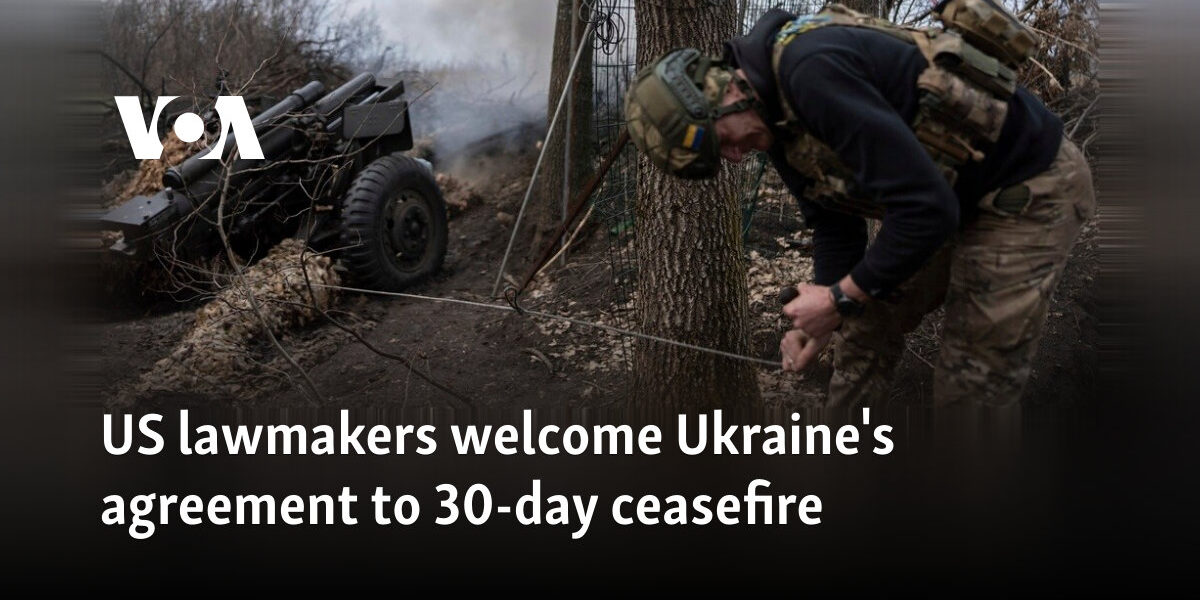 US lawmakers welcome Ukraine's agreement to 30-day ceasefire