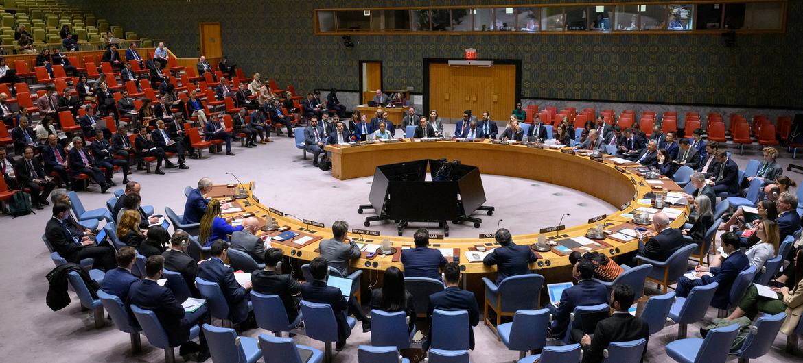 A wide view of the UN Security Council chamber as members meet on the situation in Syria. A wide view of the UN Security Council chamber as members meet on the situation in Syria.